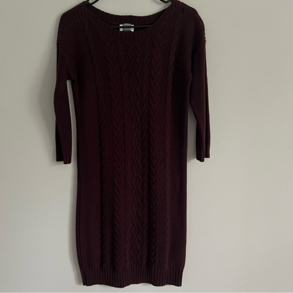 Old Navy Wine Burgundy Cable Knit Sweater Dress